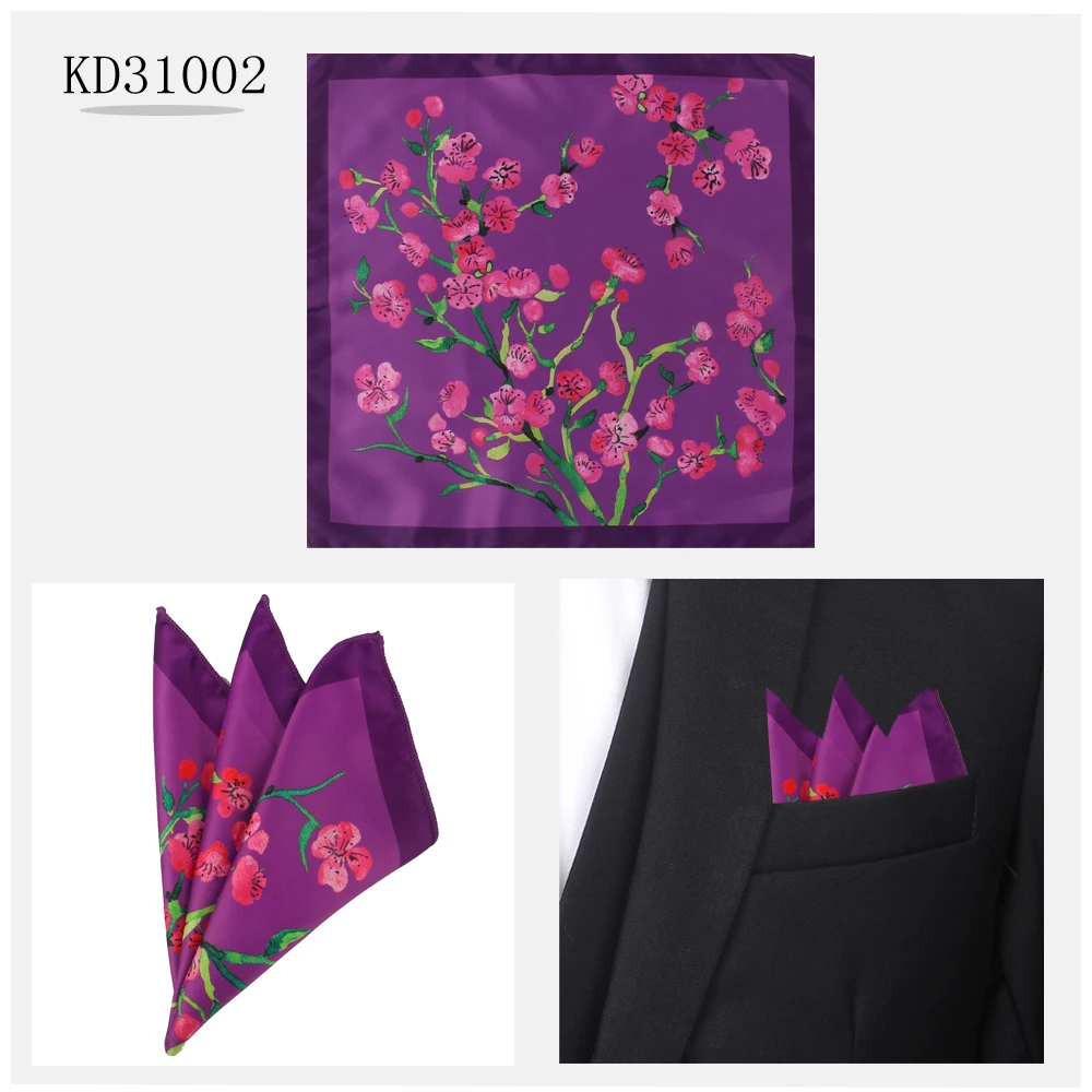 KD31002 Карманный квадратный для мужчин женщин цветочный принт костюмы Hanky мужчин s платки костюм квадратный платок полотенца шарфы - Цвет: KD31002