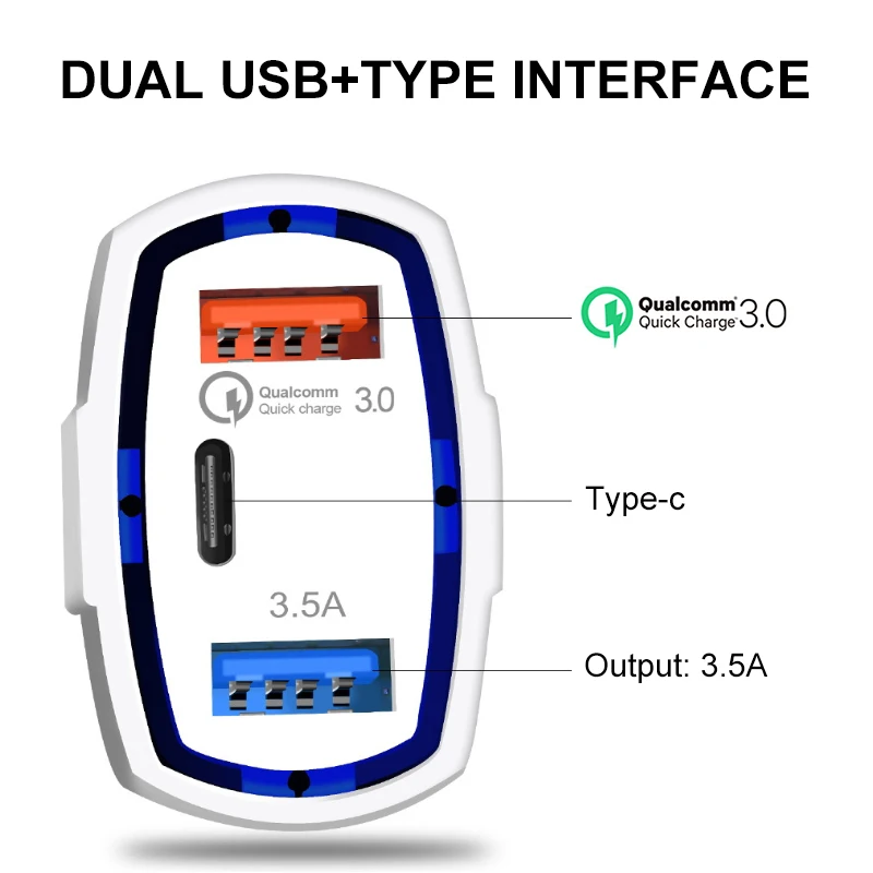 Быстрое зарядное устройство Eyefun USB 3 0 Автомобильное type c быстрое Универсальный