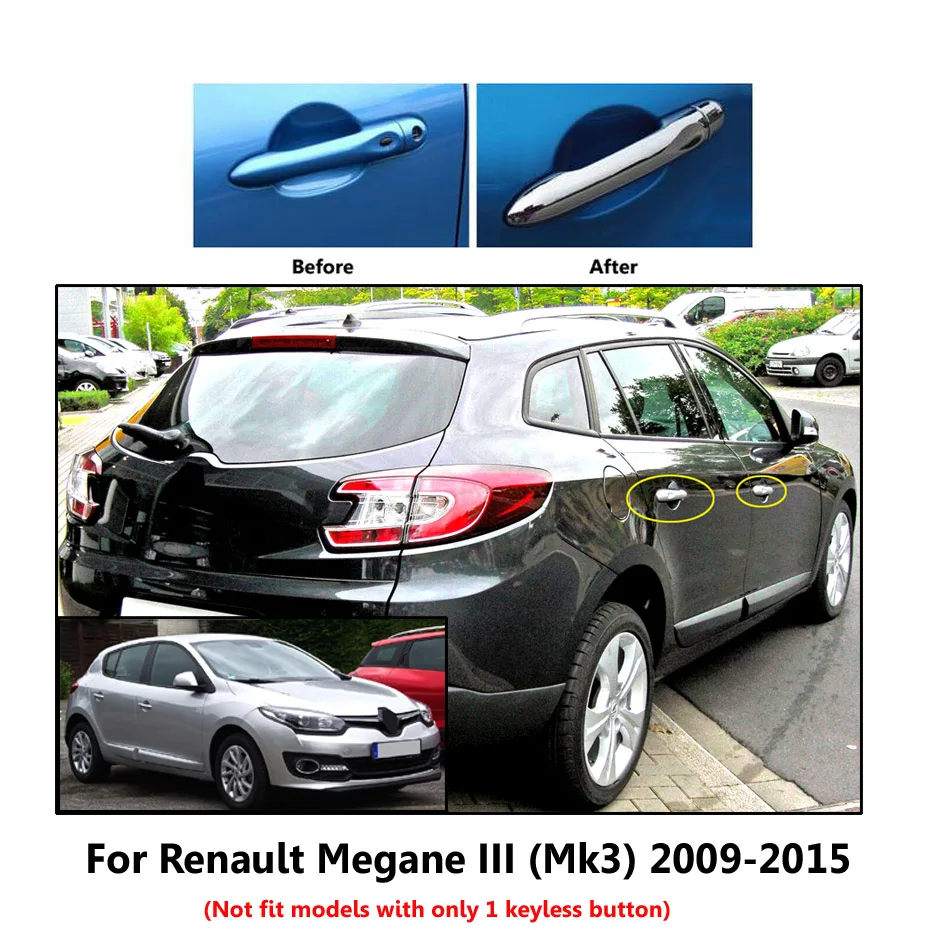 AX хромированные дверные ручки крышки для Renault Megane 3 Mk3 III 2009 - 2016 накладка 2011 2012 2013 2014