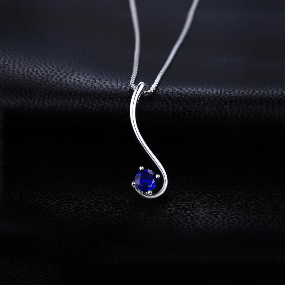 Jewelrypalace Simple 0.6ct Created Blue Sapphire Solitaire Women Pendants 925 Sterling Silver Fine Jewelry Not Include the Chain | Украшения