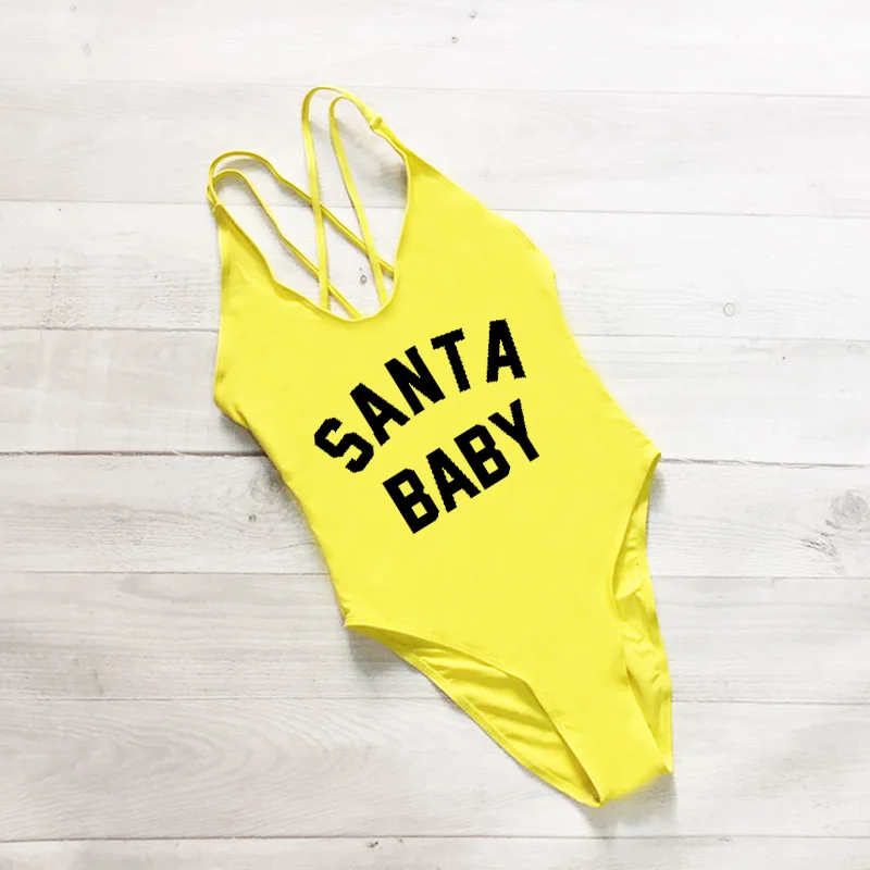 SANTA BABY Одна деталь Плавание костюм купальник женские трусики бикини ванный комплект Плавание одежда для рождественской вечеринки красные, черные пикантные боди-бикини