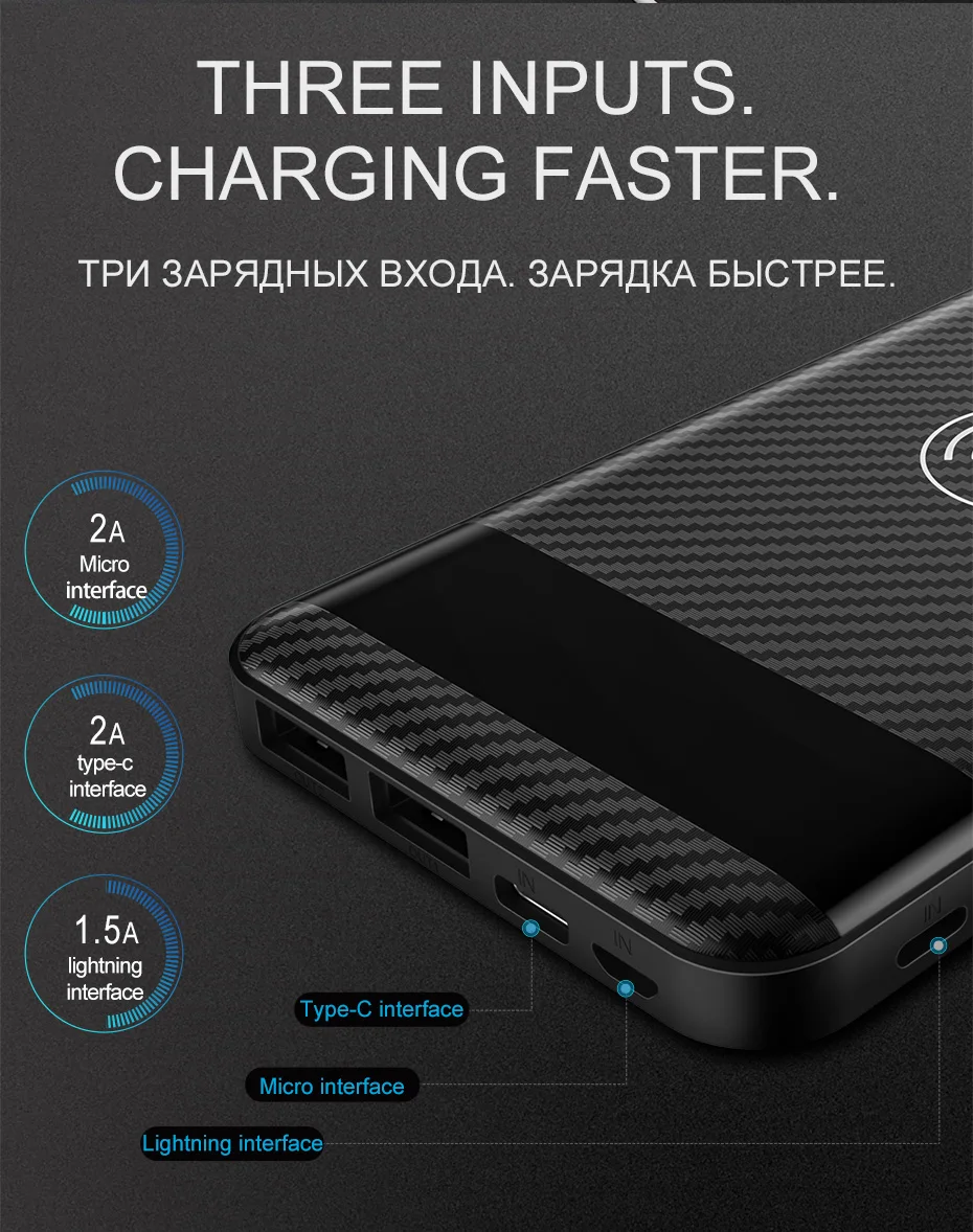 HOCO Qi Беспроводное зарядное устройство power Bank 10000 мАч портативный двойной USB с цифровым дисплеем внешний аккумулятор power bank для iphone X 8