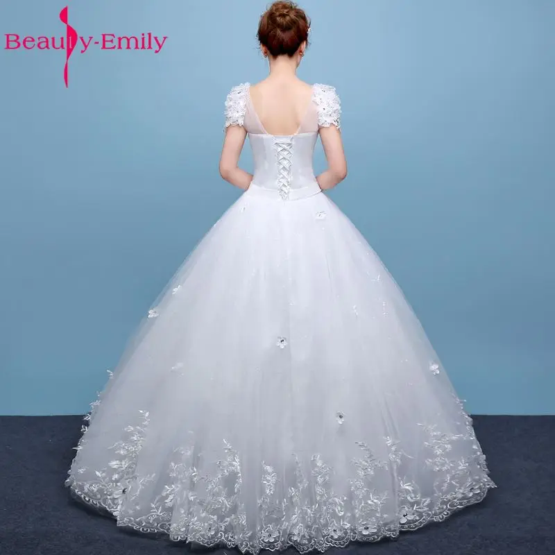 Женское свадебное платье с открытой спиной Beauty Emily Белое Бальное бисером и V
