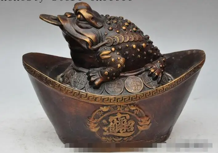Китайская Бронзовая Золотая жаба bufo лягушка богатство деньги монета слиток