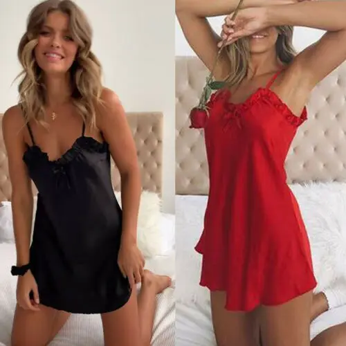 Сексуальное женское летнее сексуальное нижнее белье атласная Шелковая пижама