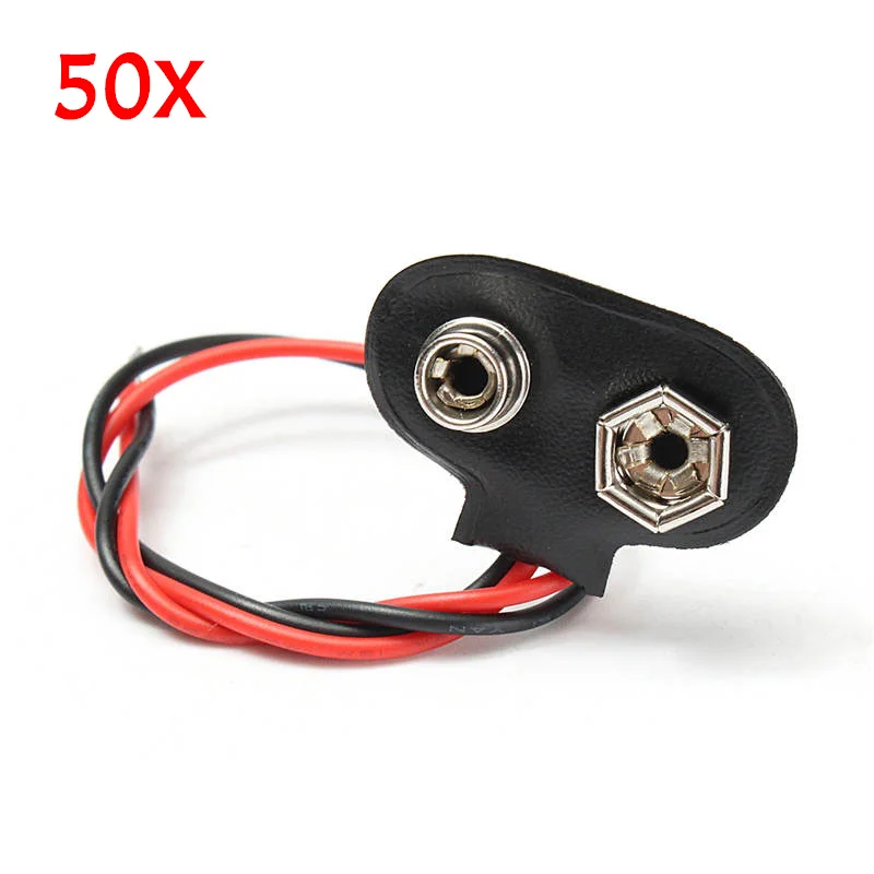50 шт. 145 мм 9 в батарейный соединитель защелкивающийся зажим т стиль кабель провод