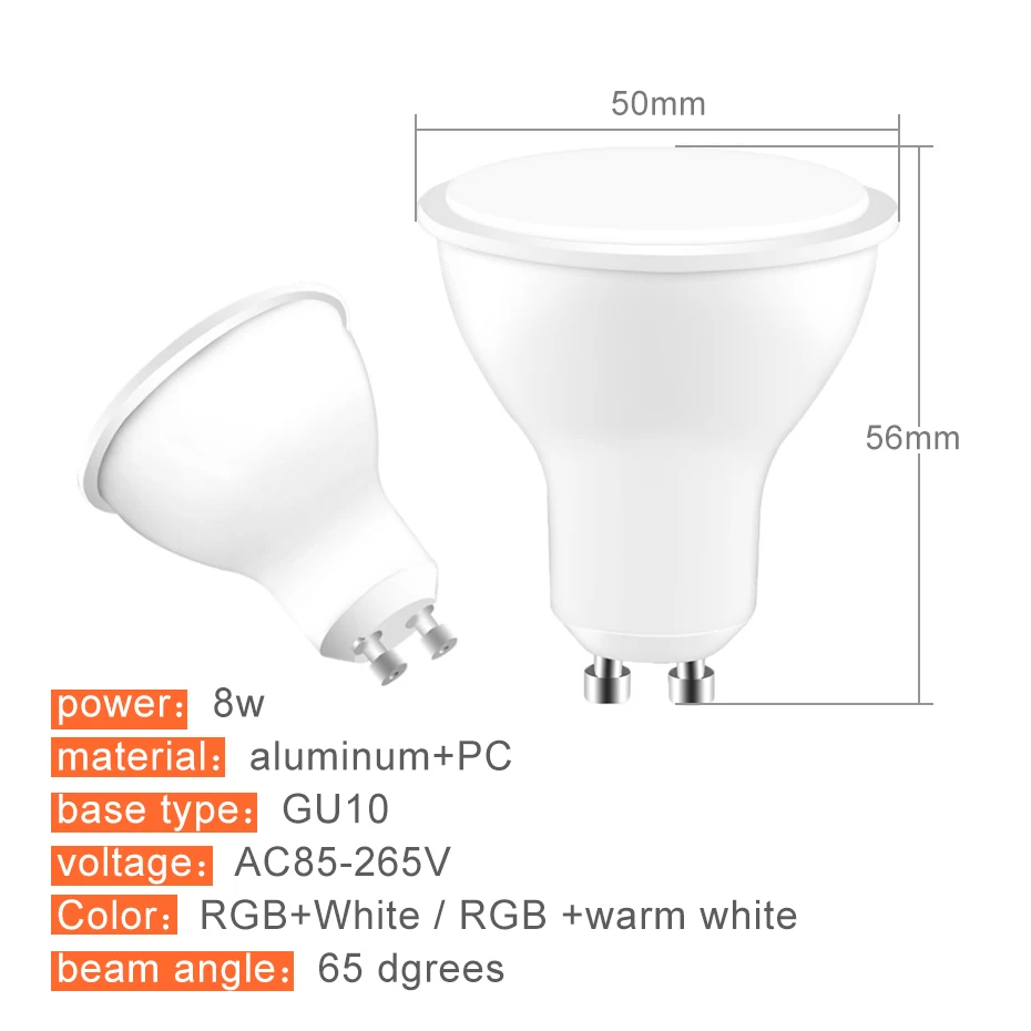 Newest LED Lamp GU10 RGB Bulb 8W RGBW RGBWW Dimmable Ampoule Lights For Home Holiday Decoration With Remote Controller | Лампы и
