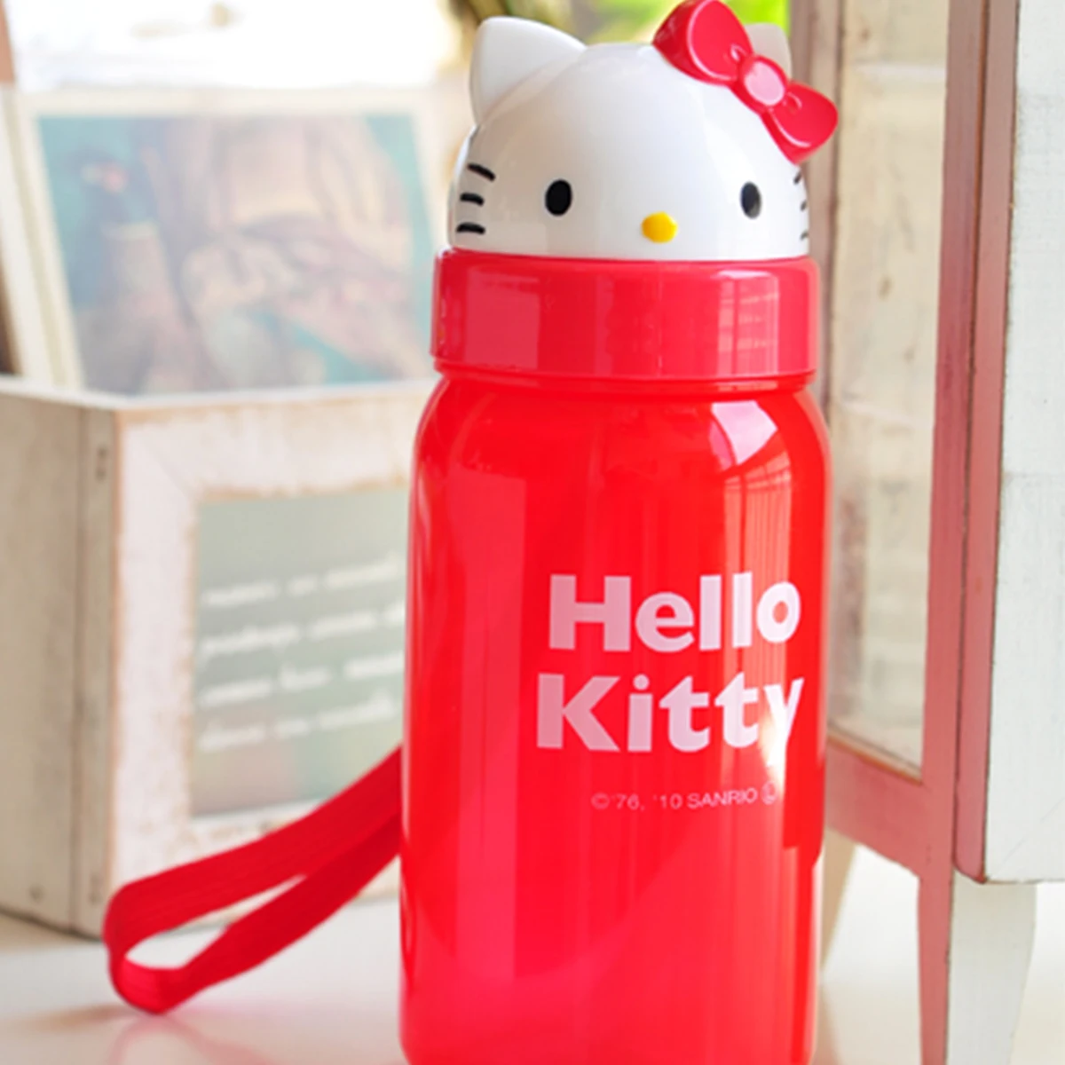 Red 350 ML 350 мл hello kitty, детский чайник для девочек, студенческий милый розовый, красный, мультяшный чайник на присоске, спортивные бутылки для улицы - Цвет: Red 350 ML