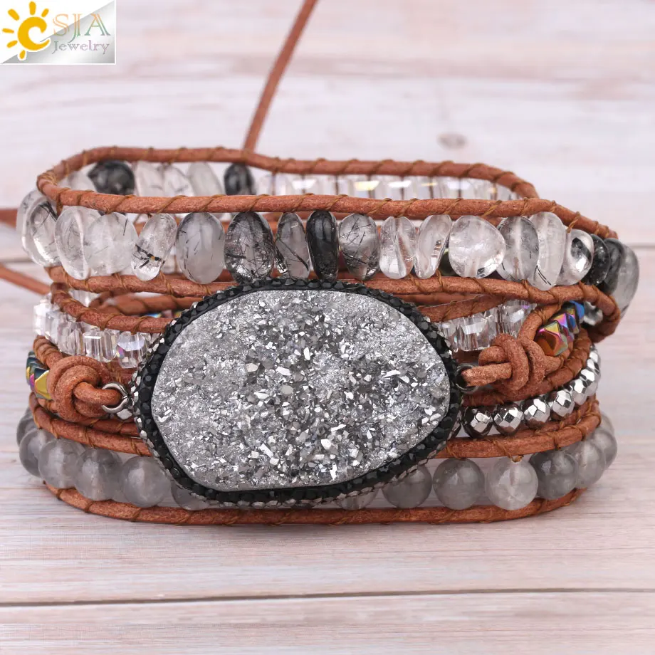 Готический браслет CSJA для мужчин и женщин драгоценные камни лечебные