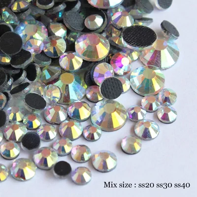 720pc Crystal AB G Новинка, Хит, разные размеры, прозрачные стразы в форме микс, стразы со стразами, Стразы для украшения свадебных платьев - Цвет: 720pc Crystal AB G