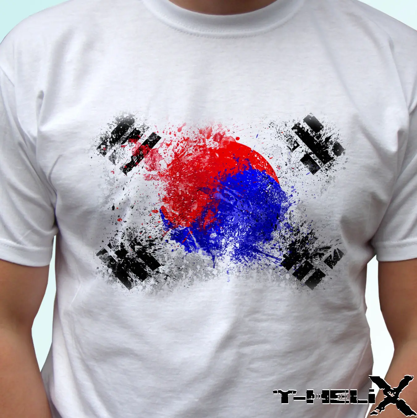 

Printed T-Shirt Men Korea Republic Flag - White T Shirt Top Country Design - Mens Womens Kids Sizes O-Neck T Shirt