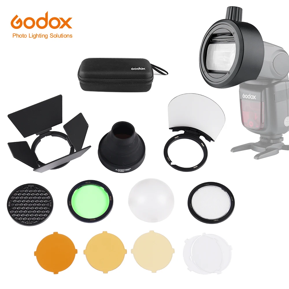 Godox S R1/AK R1/BD07/H00R/AD P/AD L/EC200 вспышка Speedlight адаптер двери сарая Snoot Цветной фильтр