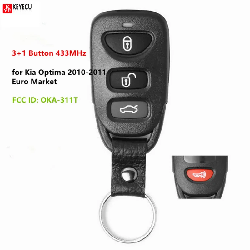 Keyecu Новый дистанционный смарт ключ брелок 3 + 1 Кнопка 433 МГц для Kia Optima 2010 2011 FCC ID: OKA