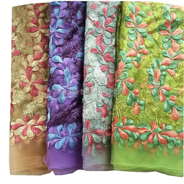 Серебро Фиолетовый Зеленый Золотой 2016 Швейцарский Африканский Шнурок Ткани Для