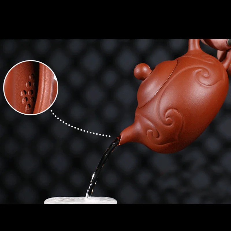 

370ML Yixing Purple Clay Teapot Handmade Health Raw Ore Qingshui Mud Ruyi Vintage Pot Office Kung Fu Tea Set Art Zisha Kettles