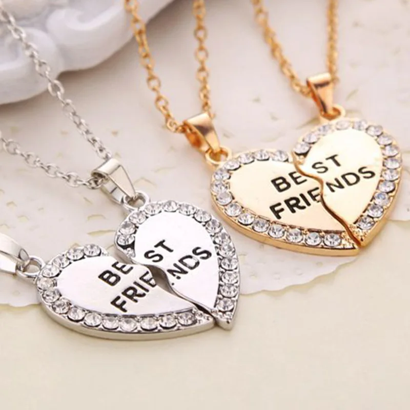 2 шт./компл. Best Friend Forever BFF Сплит Сердце ожерелье креативный Металлический Кулон Золото Серебро двухцветное ожерелье пары подарки ювелирные изделия