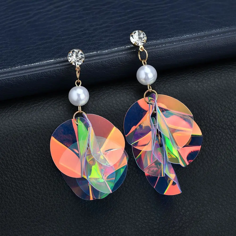 Женские серьги пусеты hyperbole модные яркие и с блестками