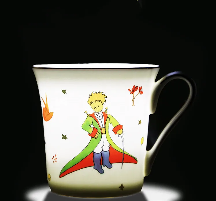 Le petit prince кофейная кружка из костяного фарфора, ручная роспись, золотая ручка, мультяшная белая фарфоровая чашка, Подарочная коробка