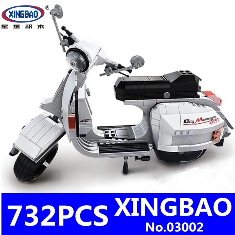XingBao 03002 Lepins Подлинная творческая техника Классическая серия Vespa P200 Moto