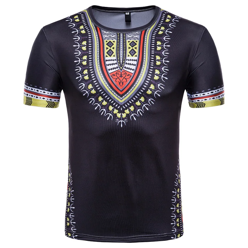 Недорогие мужские футболки с принтом Дашики Boho африканская футболка короткими