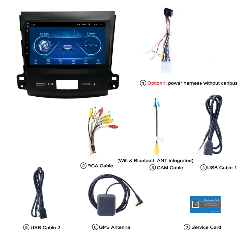 Option 1 Android 8,1 полный сенсорный экран 9 дюймов Автомобильный gps Радио Навигация для Mitsubishi Outlander 2006 2007 2008 2009 2010 2011 2012 - Цвет: Option 1