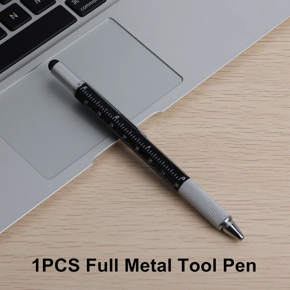 GENKKY 1 шт. высокое качество ручной инструмент технология отвертка линейка металлическая шариковая ручка многофункциональный сенсорный уровень стопы - Цвет: Black