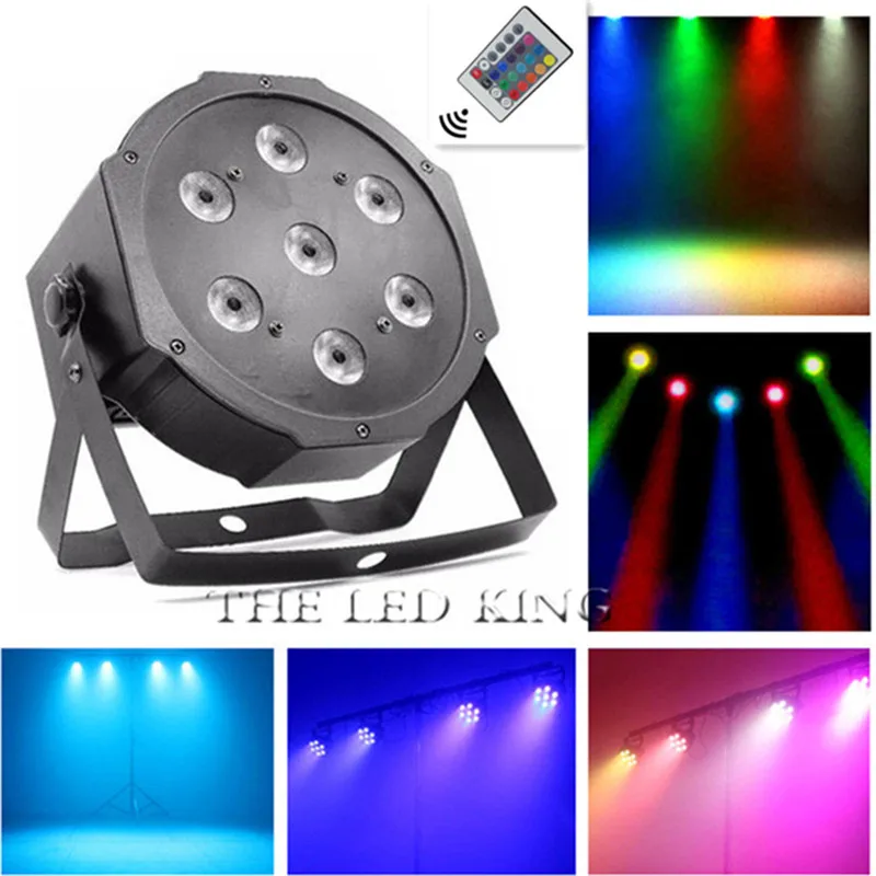 ИК дистанционный светодиод 7x12W RGBW 4 в 1 плоский светодиодный светильник 5
