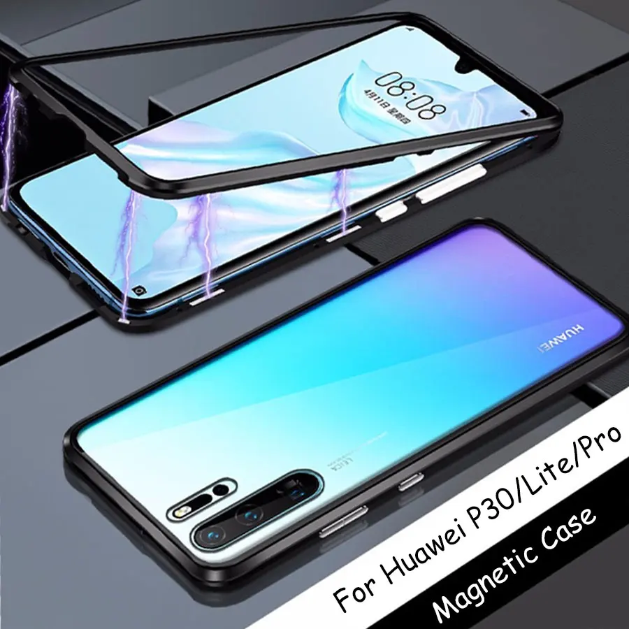Магнитный Флип кейс для Huawei P30 Pro закаленное стекло задняя крышка lite P 30 Lite