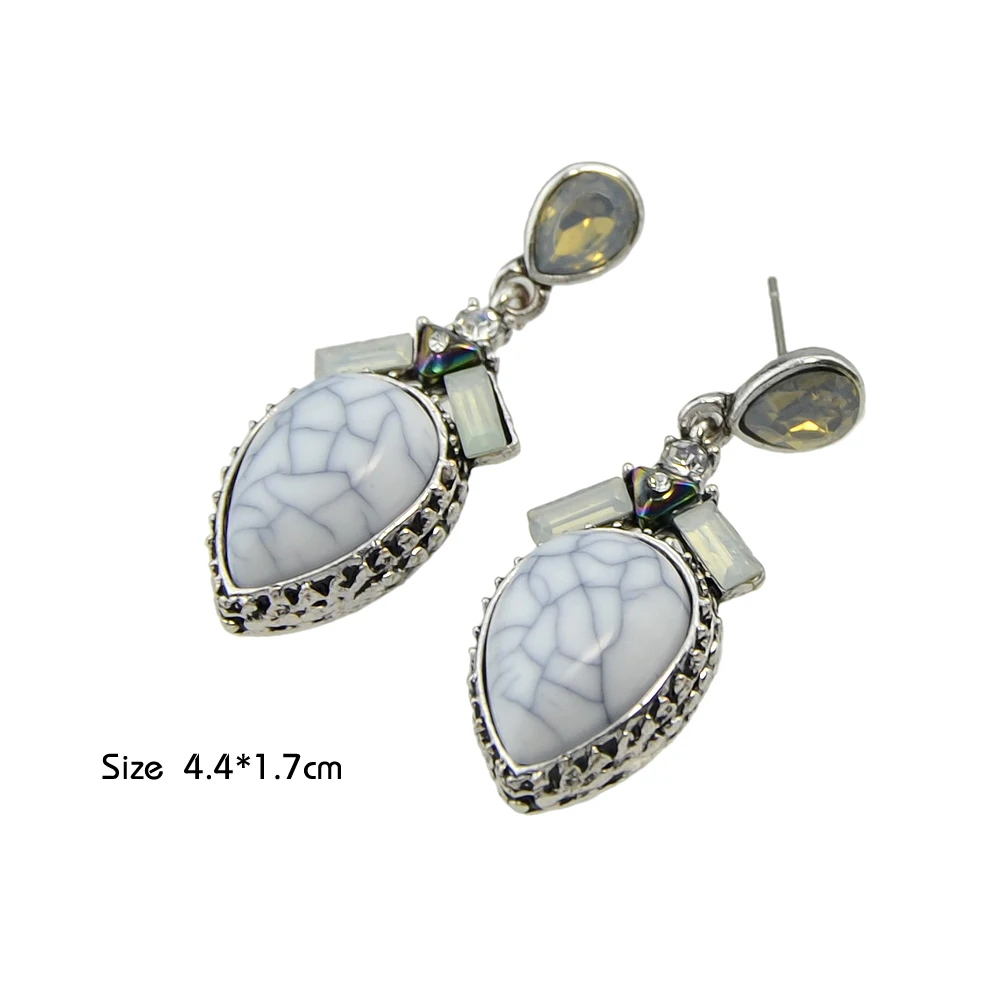 Joywish Этническая Стиль серебро Цвет цепь с белым Мрамор капли воды Форма со