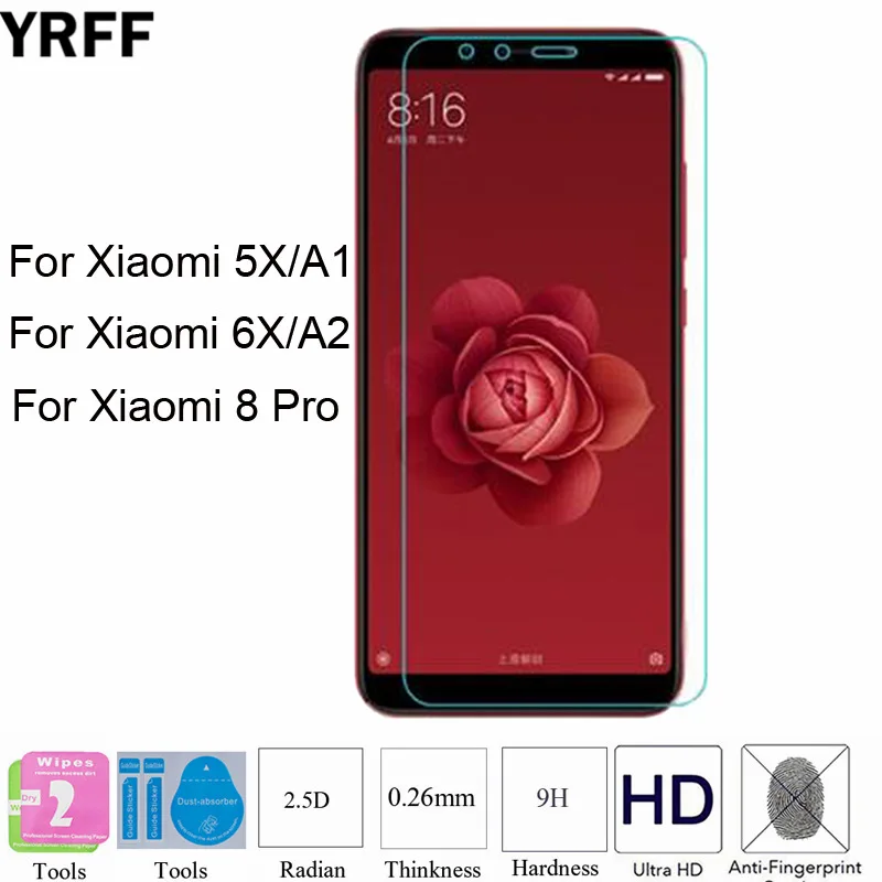 2 шт. закаленное стекло 2.5D 0 25 мм 9H для XiaoMi Mi 8 Pro защитная пленка экрана 6X/5X/A2/A1/A2