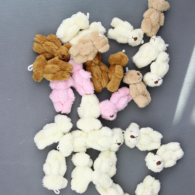 H 4.5cm Мини Мягкая совместный медведь мишка длинное шерстяное Плюшевые мишки