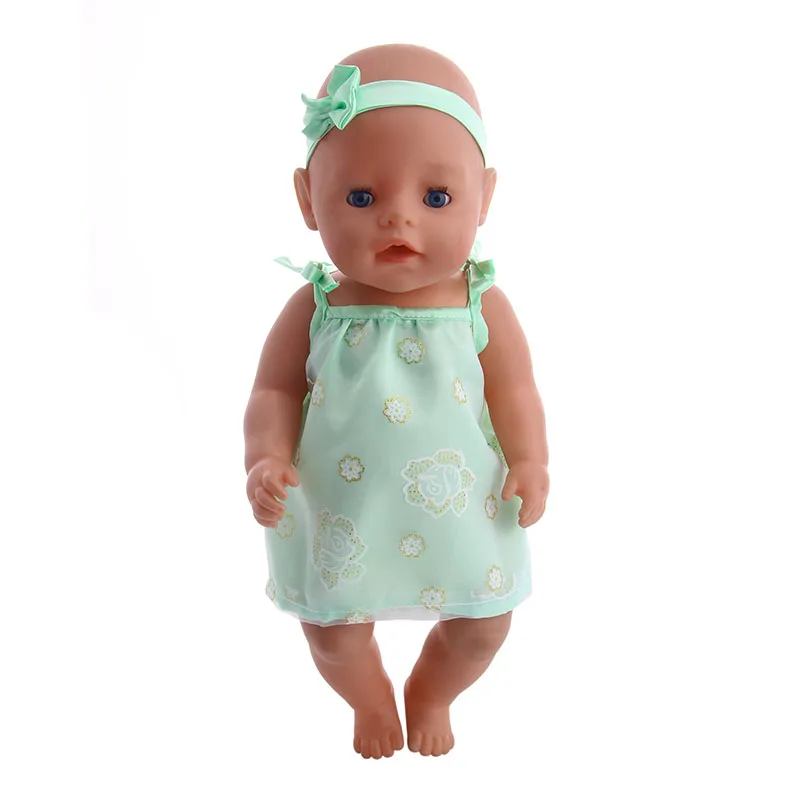 LUCKDOLL Soft Sling Dress+Head Band Fit 18 Inch American 43cm BabyDoll Clothes Accessories Girls Toys Generation Birthday Gift | Игрушки и