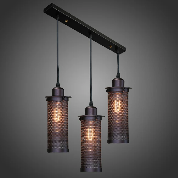 Edison cord hanging lamp Industrial Wind Vintage Cage pendant lights dinning room Metal Iron Mesh Cylinder lighting | Лампы и