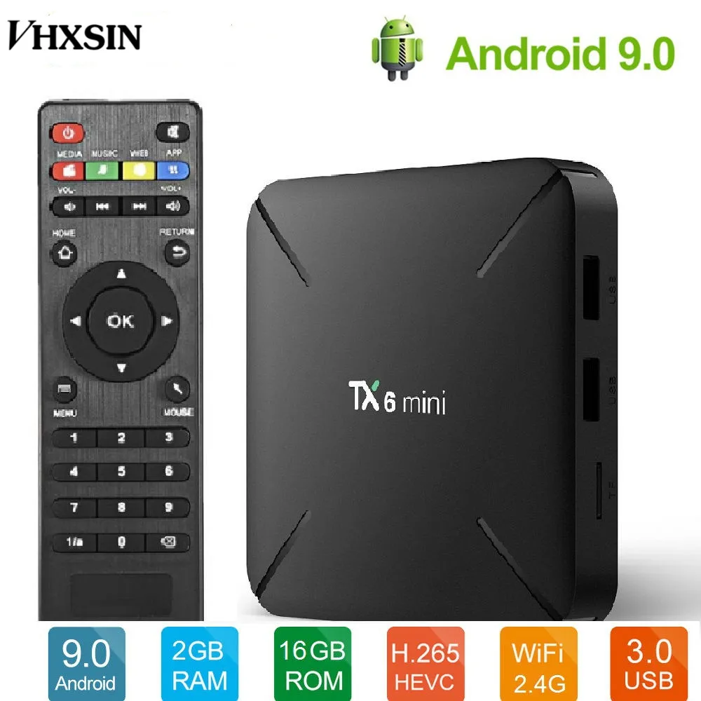 VHXSIN 10 шт./лот TX6 Мини Смарт ТВ коробка Android 9 0 2 Гб 16 Allwinner H6 четырехъядерный ALICE UX