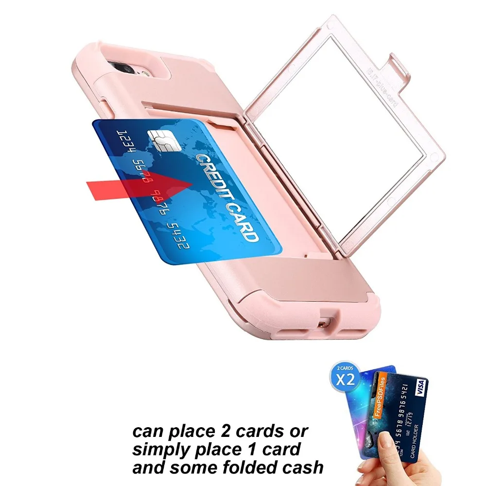 Shockproof Phone Case For iPhone 6 6S Plus Luxury Wallet Card Holder Mirror Anti-Knock Cover |
