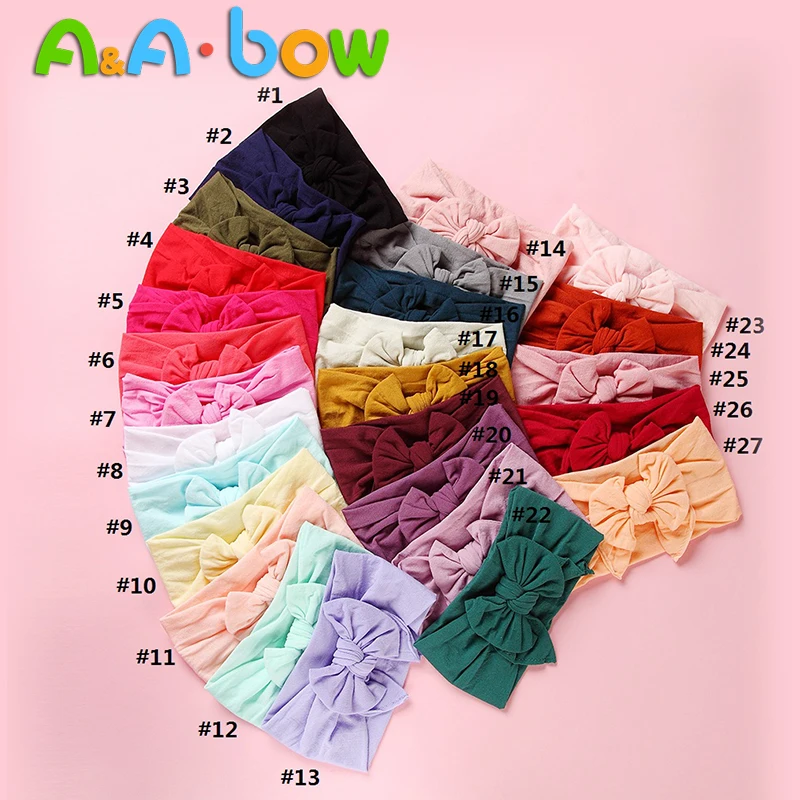 Diadema de doble lazo de nailon para ni&ntilde;a, turbante grande para ni&ntilde;a, accesorios para el cabello, regalo para beb&eacute;, 1 ud.-4