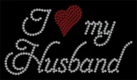2pclot i l love my husband hot fix rhinestone applique iron on applique patches iron on crystal transfers design for shirt