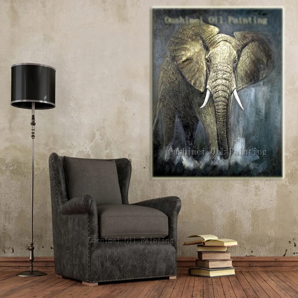 Высокое качество ручной работы впечатление картины со слонами домашний декор