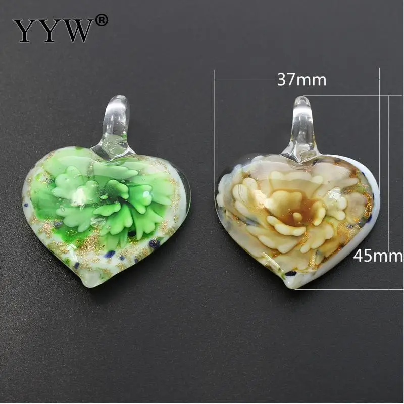 12pcs/Lot Charming Noctilucent Heart Lampwork Glass Pendants For Women 2019 Fashion Flower Charms Necklace Earrings | Украшения и