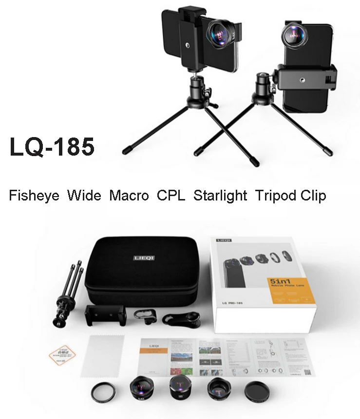 4K HD DSLR Mobile Phone Camera Lens Lits:Photo Tripod CPL Starlight Filter+Awesome Fisheye&ampWide-Agnel &amp 15X Macro | Мобильные