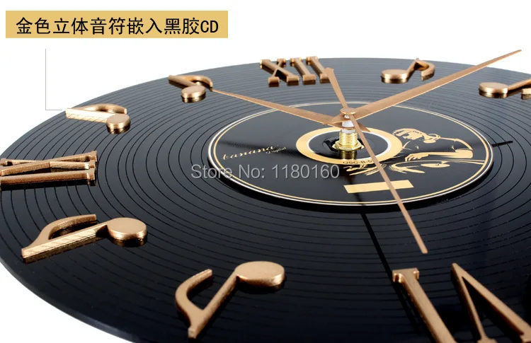 Виниловые пластинки уолл-музыкальный ноты настенные часы Творческий мода