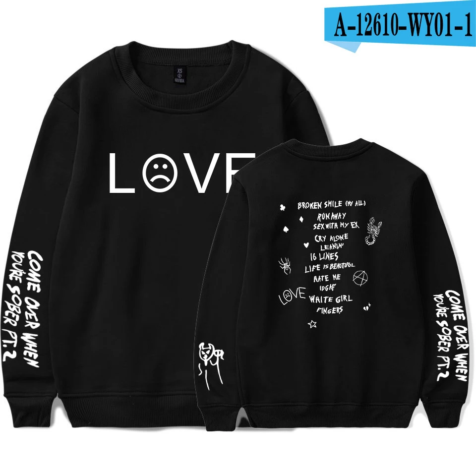 Небесно-голубой Rep Lil Peep Женская и мужская весенняя одежда новая горячая распродажа Harajuku монолитным длинным рукавом толстовки с принтом Kpops Толстовка Мода 4XL - Цвет: Небесно-голубой