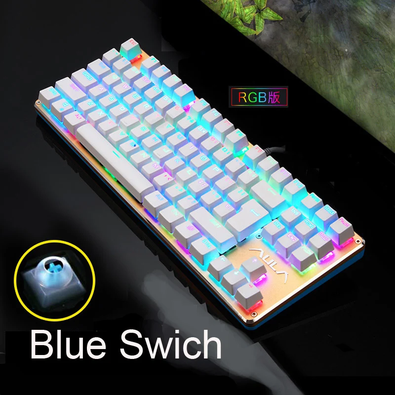 87 keys RGB GK104 Механическая игровая Проводная клавиатура RGB на заказ 16,8 миллионов цветов 87/104 анти-ореолы русский/английский подсветка рабочего стола - Цвет: 87 keys RGB