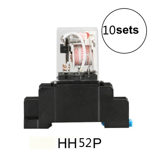 

10PCS HH52P MY2NJ 8-Pin DC12V/DC24V/DC110V/AC220V Coil General Purpose DPDT Intermediate Electromagnetic Relay with socket base