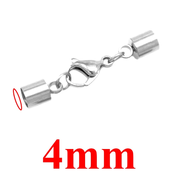silver 4mm 5 шт./лот застежка-карабин из нержавеющей стали застежка-карабин Золотой/Серебряный тон пряжка кожаный шнур замок для DIY кожаный браслет Изготовление ювелирных изделий - Цвет: silver 4mm