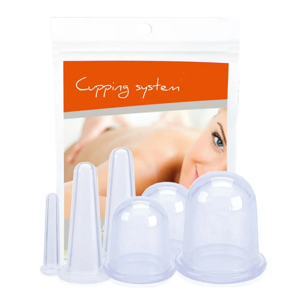 6-Pack силиконовые массажные чашки китайская присоска вакуумная терапия Gezicht Cupping силиконовые чашки массаж лица Cupping для целлюлита - Цвет: White