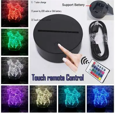 Remote 7 Color Новые герои Мстители Marvel 7 цветов USB зарядка Железный Человек-паук Капитан Америка Мультфильм светодиодный для украшения комнаты Ночная Атмосфера Свет Дети подарок - Испускаемый цвет: Remote 7 Color
