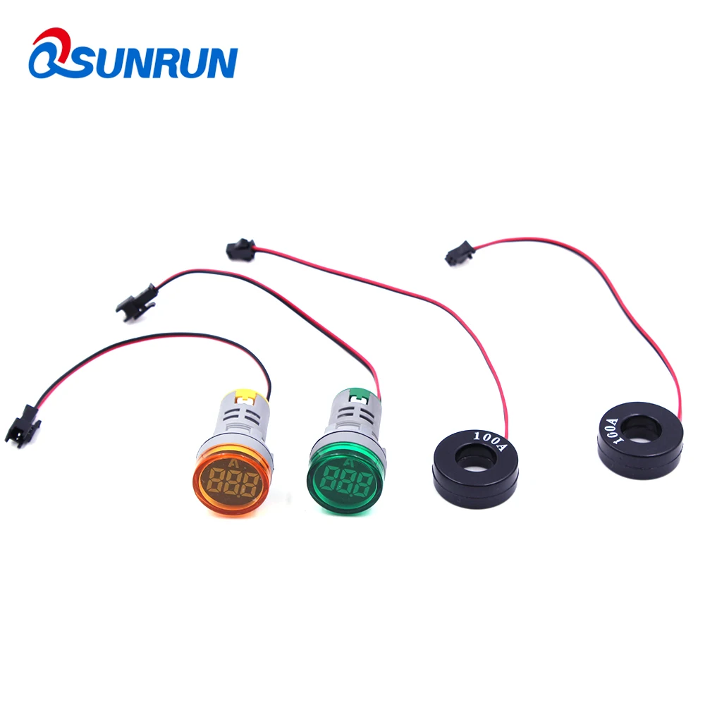 QSUNRUN 220 В AC 22 мм 0 100A цифровой Дисплей Ampermeter монитор Текущий метр тестер Сингал