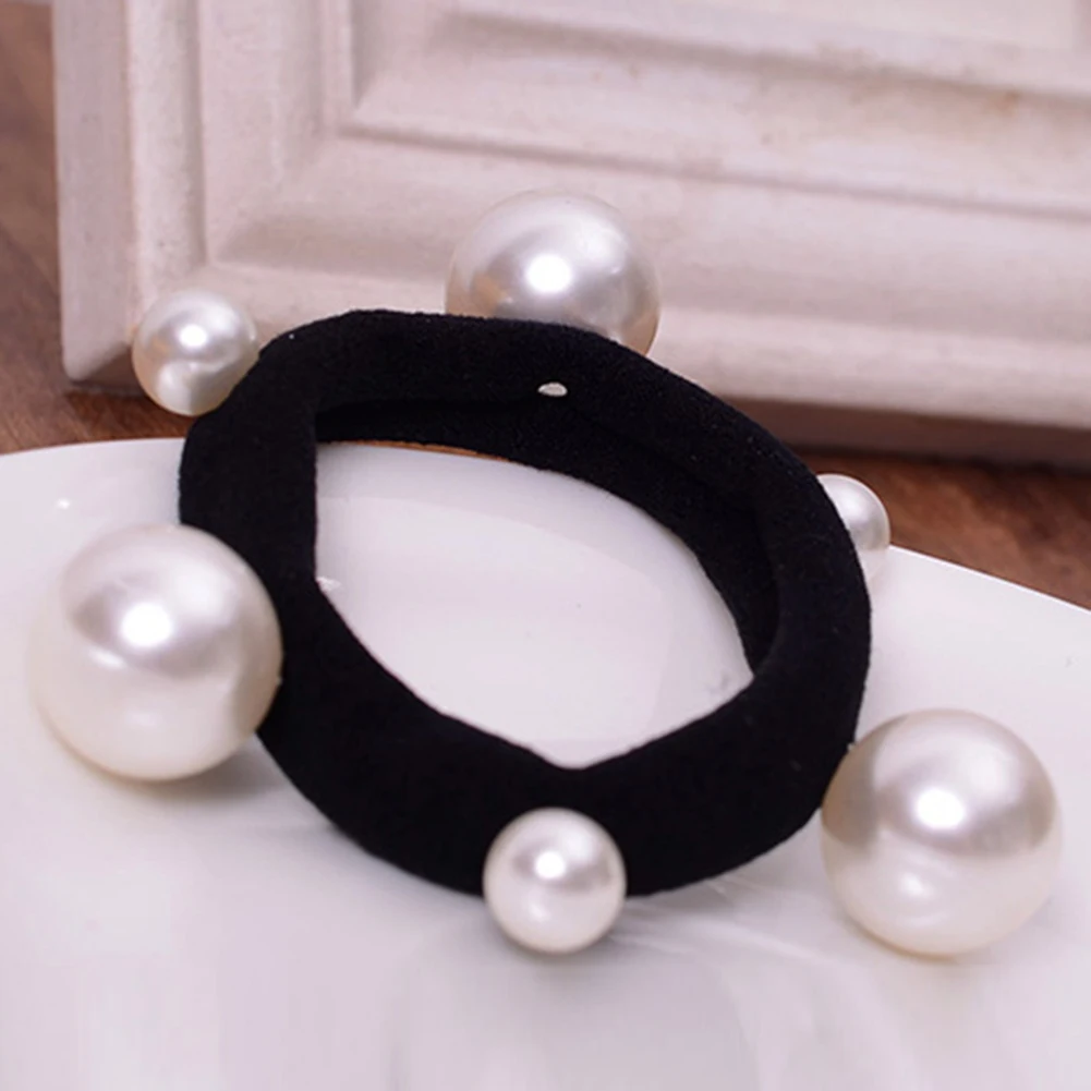 2 шт./лот модная жемчужная эластичная резинка для волос Простой черный держатель