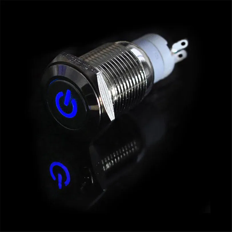 

Universal 12V 3A 16mm LED Power Button Switch Push ON/OFF for Car Boat Waterproof Stainless Steel Blue